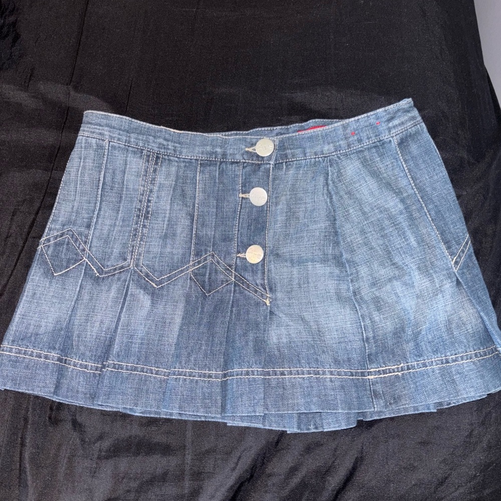 Blue and White Skater Mini Skirt